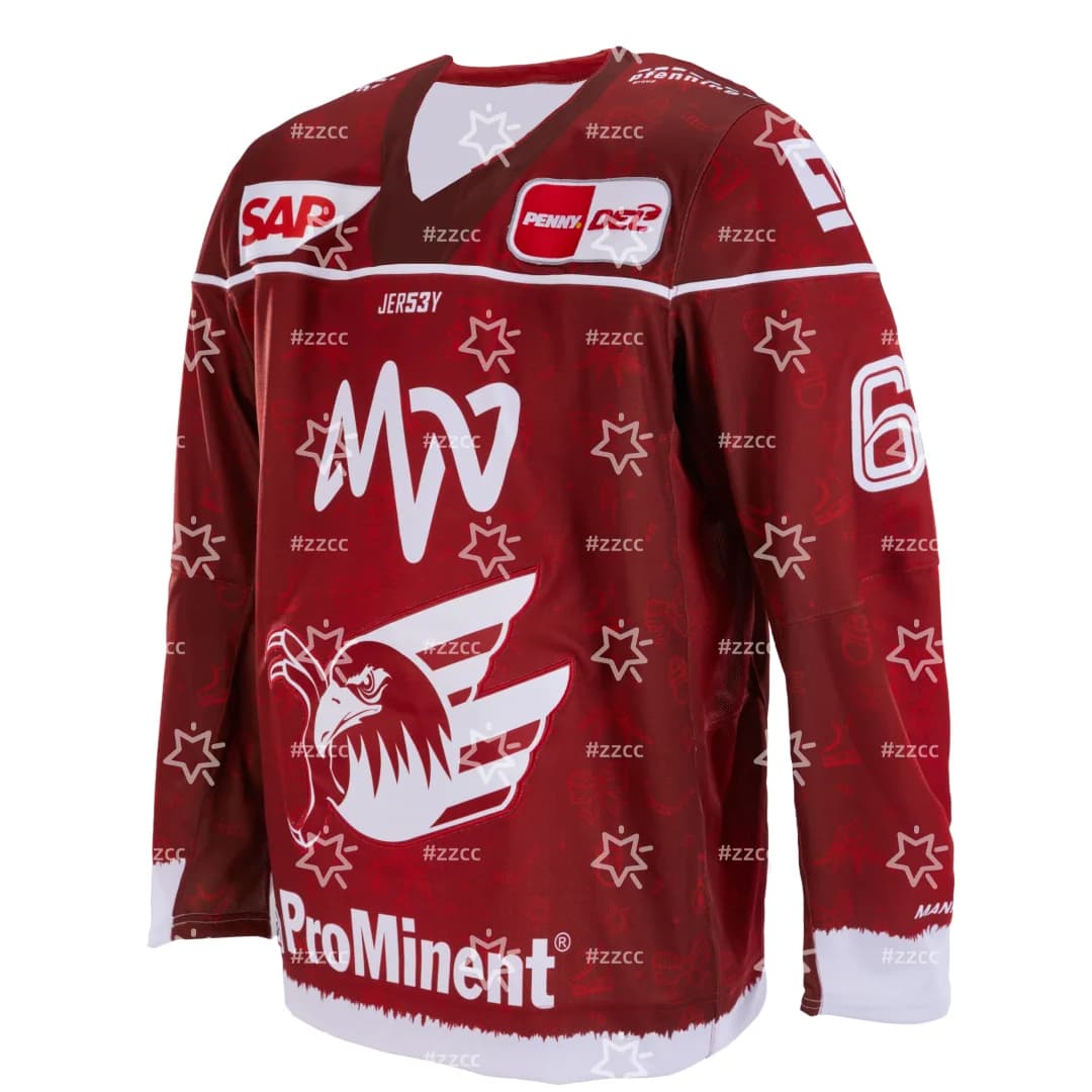 Maglia da Hockey su Ghiaccio DEL Adler Mannheim FT Natale 25-26, Set da Allenamento, T-Shirt Sportiva Primaverile per Uomo, Abbigliamento per Bambini, Maglietta per Donna