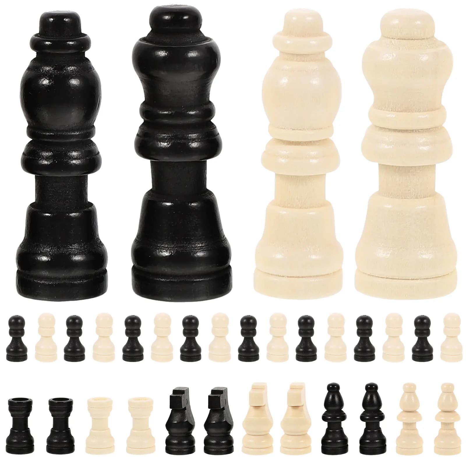 2 Set di Pezzi degli Scacchi in Legno, Pezzi di Ricambio per Scacchiera, Gioco per Famiglia e Amici