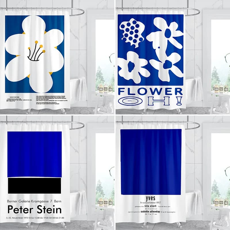 Tenda da doccia VIKAMA Klein Blue, tenda divisoria in stile nordico, impermeabile e resistente alla muffa, schermo per la privacy, decorazione per la casa