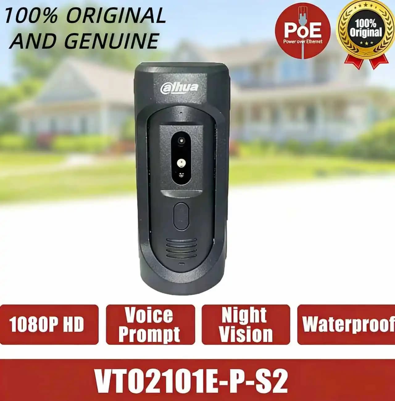 Dahua Citofono Originale IP67 1080P Smart Home Campanello Pannello in lega Impermeabile Antivandalo IK10 SIP PoE VTO2101E-P-S2