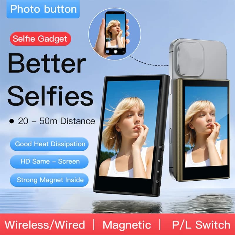 Monitor Wireless per Fotocamera Posteriore con Schermo Magnetico per Selfie, Obiettivo per Smartphone, Vlog, Live Stream e Registrazione Video