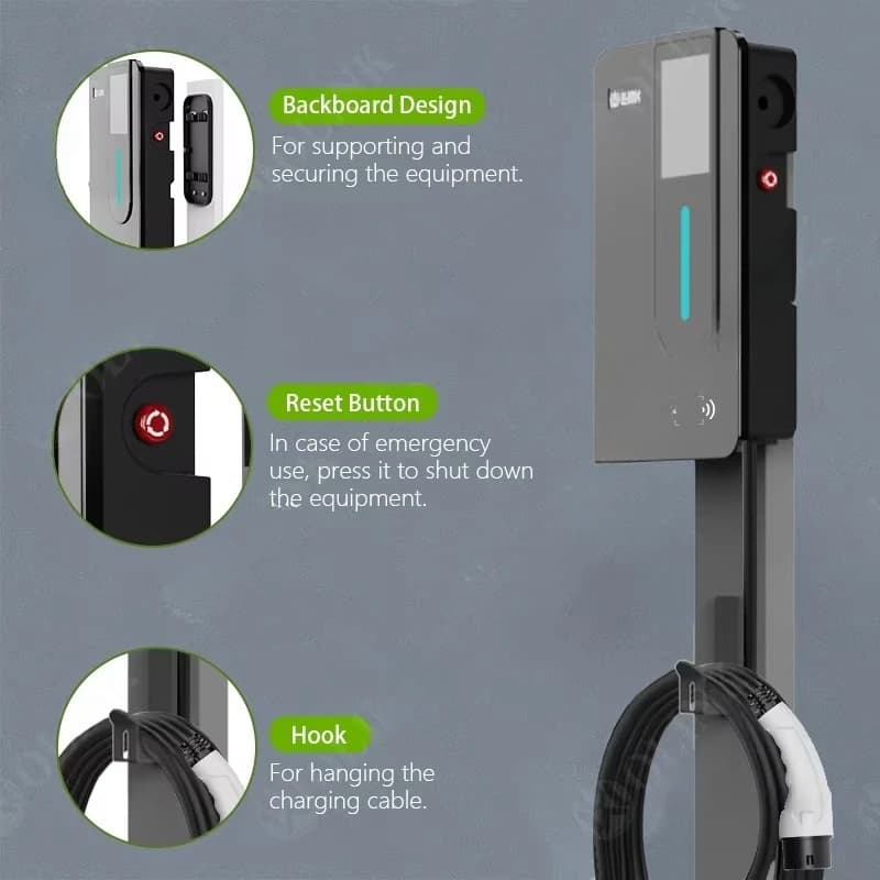 New Designs 22KW Wallbox Charging Station Column Type Electric Car Charger 32A GBT Adapter Car Station Charging Pile