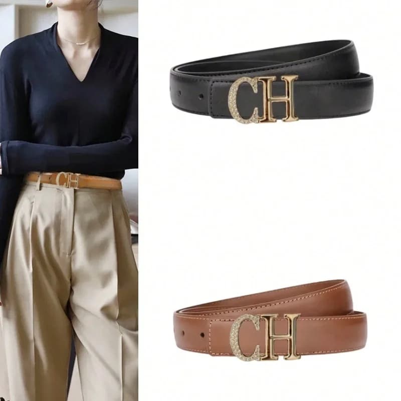 Cintura in Pelle di Lusso per Donne, Fibbia in Lega di Design, Cinturino per Jeans, Pantaloni e Abiti