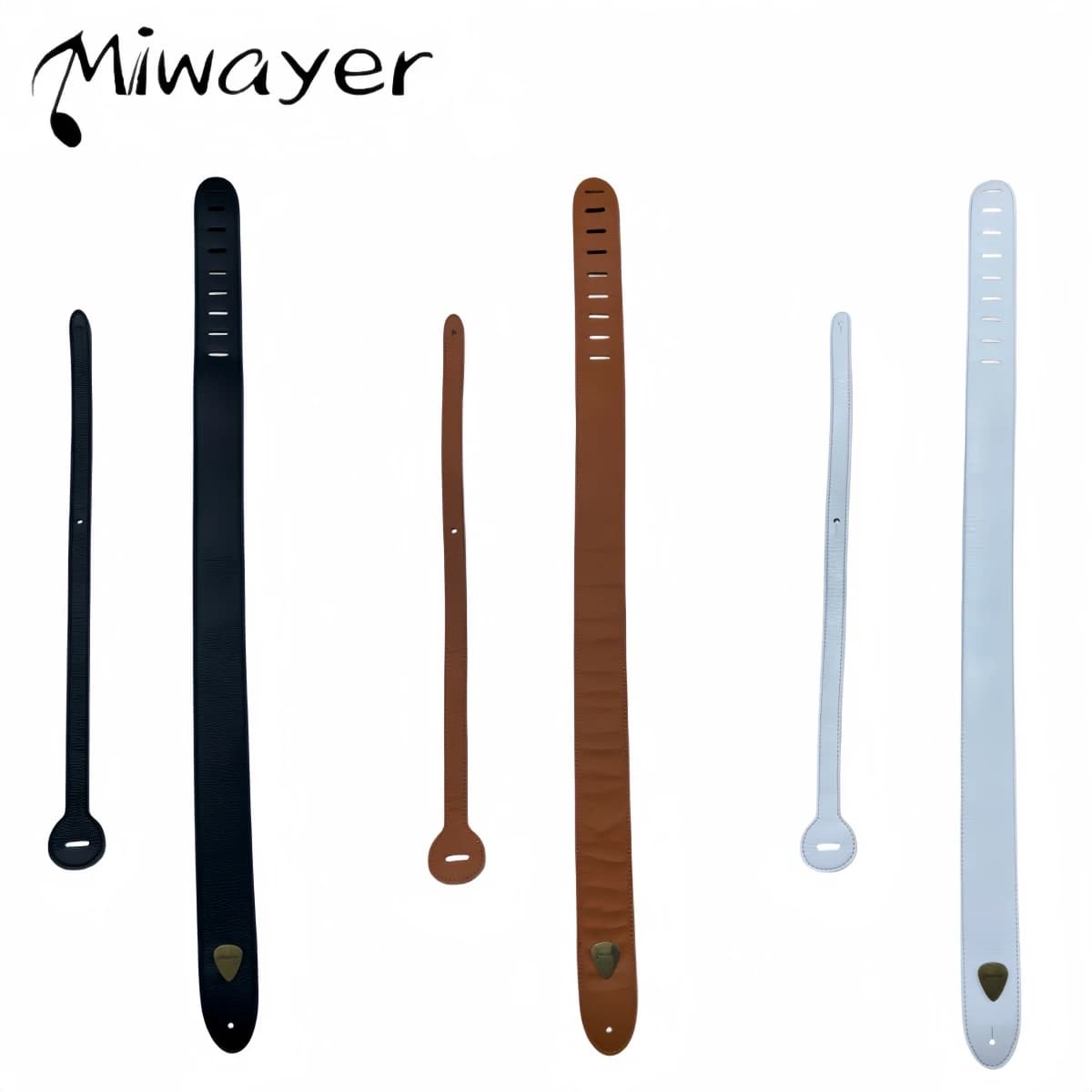 Cinturino Miwayer in morbida pelle PU per ukulele e chitarra acustica, regolabile da 110-130 cm, 3 colori, per basso, comode cinghie per chitarra