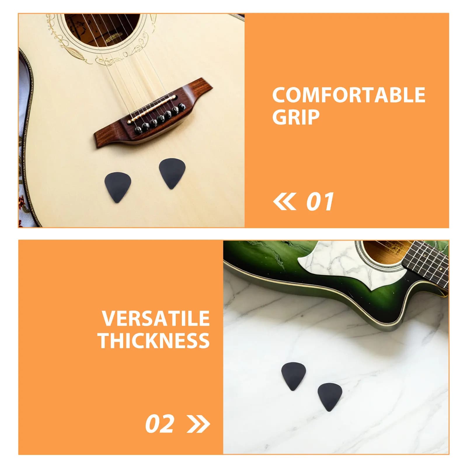 30 Pezzi Plettri per Chitarra Neri da 0,5 mm, Sottili e Affidabili, per Chitarra Acustica, Elettrica, Basso, Ukulele, Jazz, Pratica di Suonatura Musicale