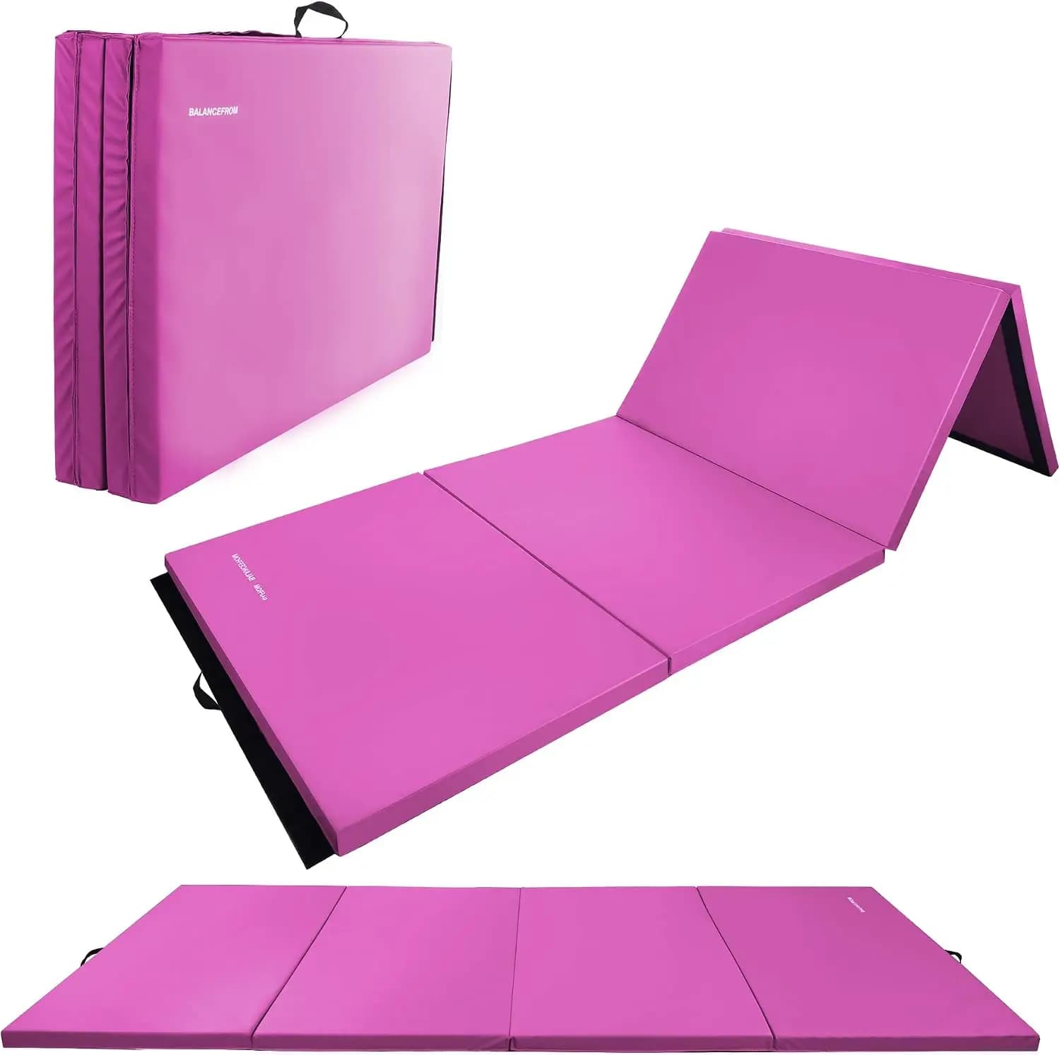 4'x8'x1.9" Gymnastics Mat, Home Exercise Mat with Carrying Handles, Folding Gym Workout Tumbling Mat for Yoga, Pilates, Stretchi