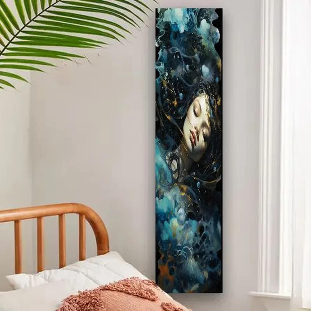 VIKAMA Modern Botanical Runner Rug, Deep Teal Palm Hallway Carpet Easy Care