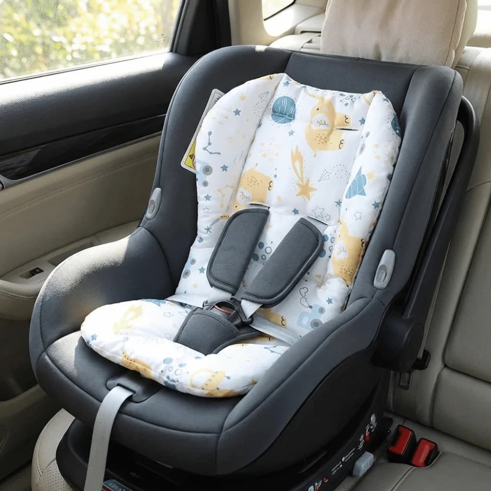 Cuscino per seggiolino passeggino in cotone con motivo a cartoni animati, comodo e traspirante per tutte le stagioni