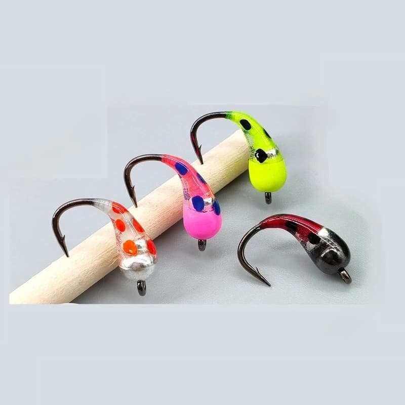 1 pz/4 pz Ninfa da pesca a mosca Ice Midge con scatola portaoggetti, esca rigida, accessori per la pesca a mosca fatti a mano, attrezzatura da pesca