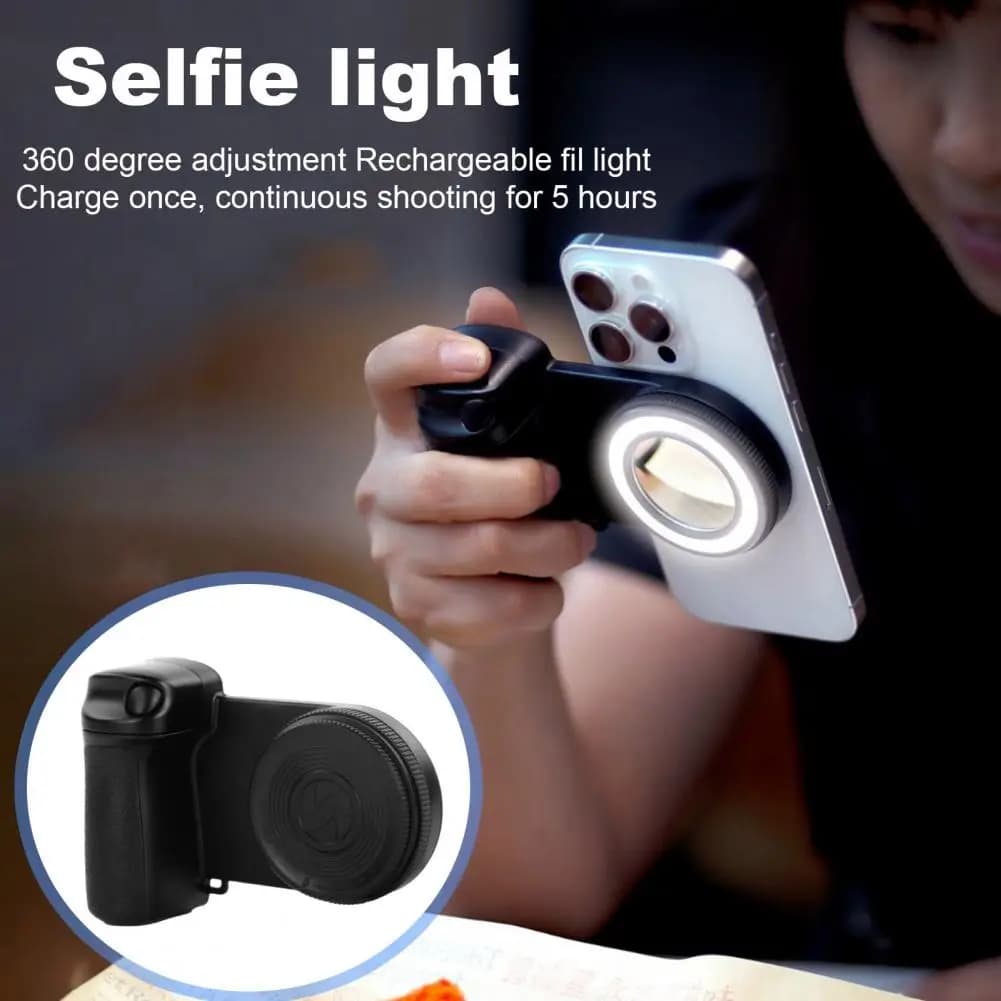 Luce di riempimento del telefono Impugnatura magnetica portatile per smartphone con luce di riempimento regolabile remota per staffa per foto selfie anti-vibrazione
