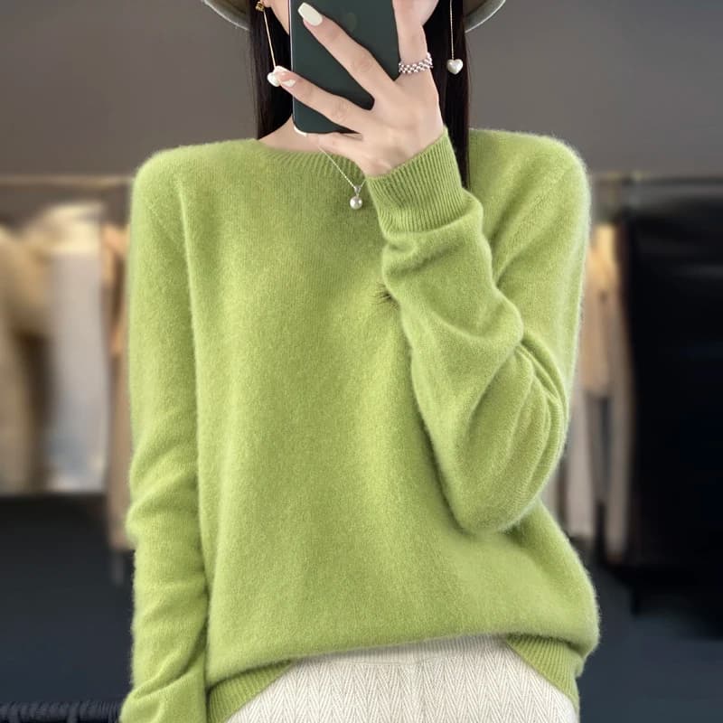 Autunno/Inverno 2024 nuovo maglione di cashmere maglione da donna 100% lana merino moda O-Collo autunno caldo pullover