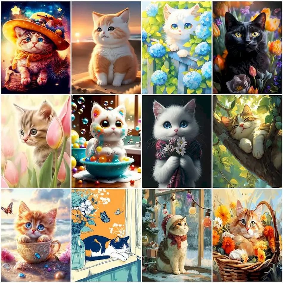 1pc frameless Painting By Numbers New Cat Animals Color Markers Kits Oil With On Canvas Drawing Pictures By Numbers Paints Kits