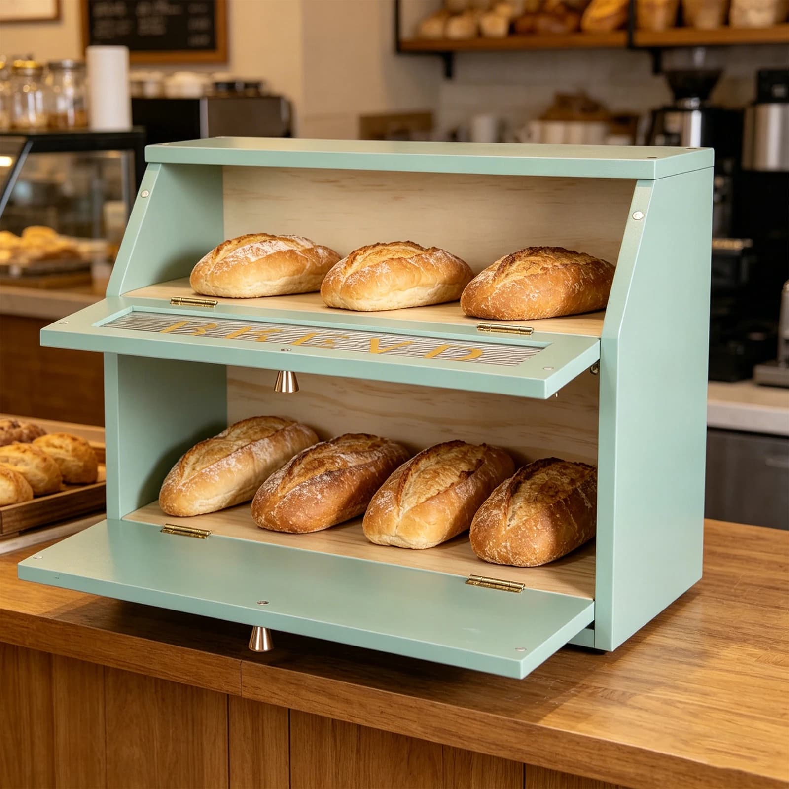 Wooden Bread Bin Multi-Purpose Bread Storage Container Large Capacity Bread Storage Box for Homemade Bread Toast