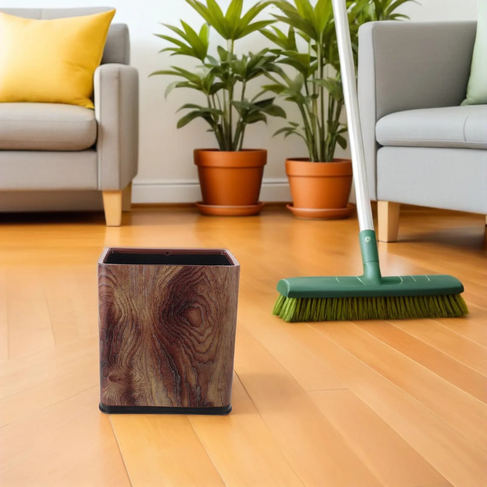 Cestino per Rifiuti Sottile Effetto Legno Vintage, Bidone della Spazzatura in Plastica Imitazione, Design Stretto per Pavimento, Cestino per Cucina, Bagno, Hotel