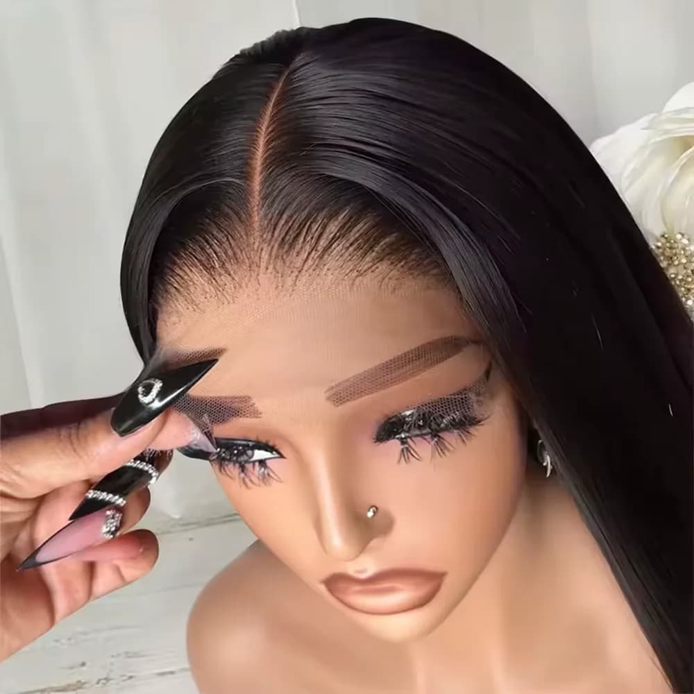 Wigs of Straight Human Hair 30-40 Inches, Front Wig in Pizzo HD 13x6, Density 210, Pre-Sfoltita, Brazilian Wig in Human Hair