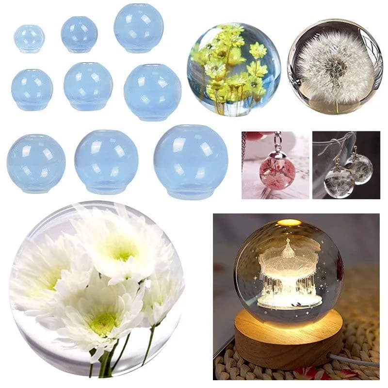 1~50P 20-100mm Ball Shape Silicone Mold 3D Planet Ball Epoxy Resin Mould for DIY Epoxy Resin Molds Crafts Home Decoration Tools