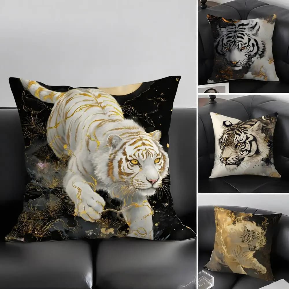Federa per cuscino White Tiger Cool, tessuto ultra morbido e delicato sulla pelle, comfort come una nuvola e cerniera nascosta