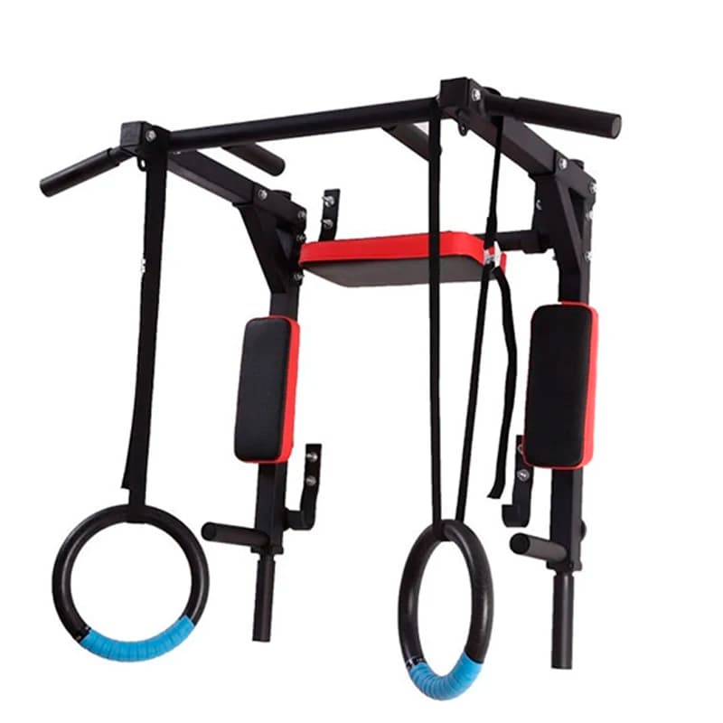 Barra parallela e per trazioni a parete per impieghi gravosi, con telaio in acciaio per allenamento di forza in palestra domestica.