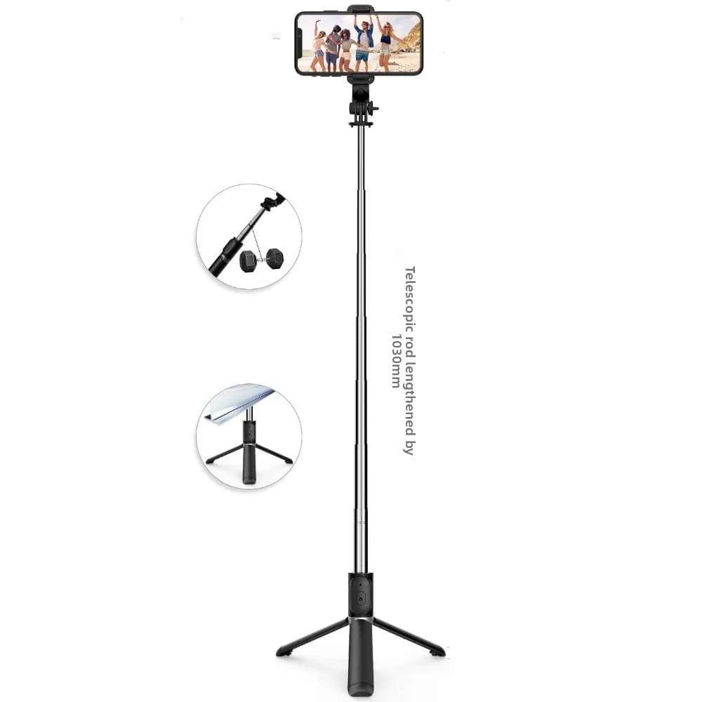 Bastone Selfie Bluetooth Portatile con Luce Bianca Integrata, Treppiede Regolabile e Telescopico per Viaggi