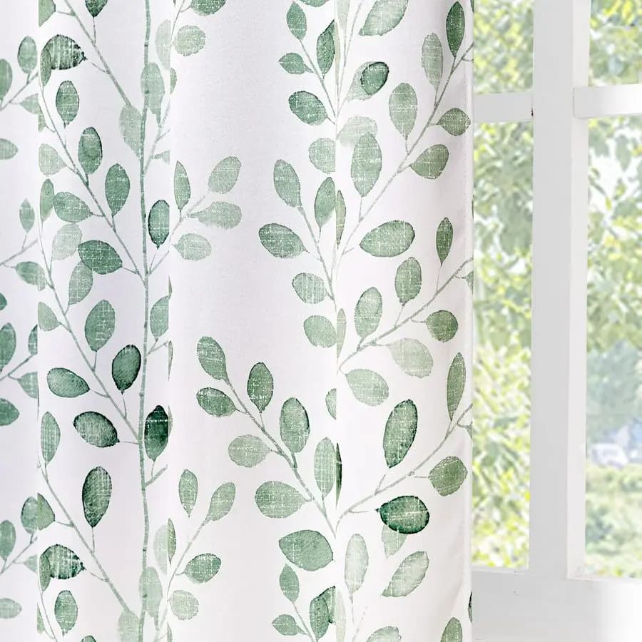 Curtains for Living Room Lengths 84 Inches, Thermal Insulating Curtains for Dining Room and Patio, Foglie Pattern, with Eyelets