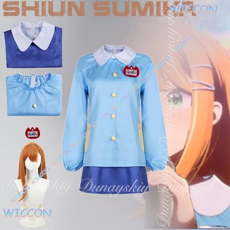 Uniforme/THE IDOLM @ STER Gioco Shiun Sumika Cosplay Spice Girl Idol Con L'uniforme Blu Con La Parrucca Lunga Arancione Costume Cosplay