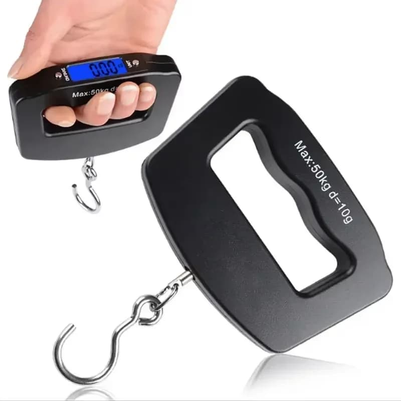 Bilancia Digitale Portatile Elettronica a Gancio per Bagagli da Viaggio 50kg 10g per Pesca, Posta e Peso in Grammi