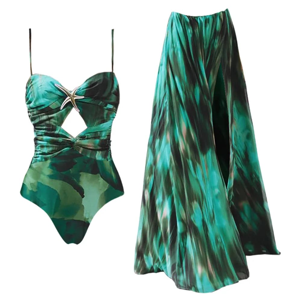 Costume da bagno ritagliato e copricostume sexy da donna Costume da bagno con stelle floreali Costume da bagno bikini push up Costume da bagno dimagrante Costume da bagno