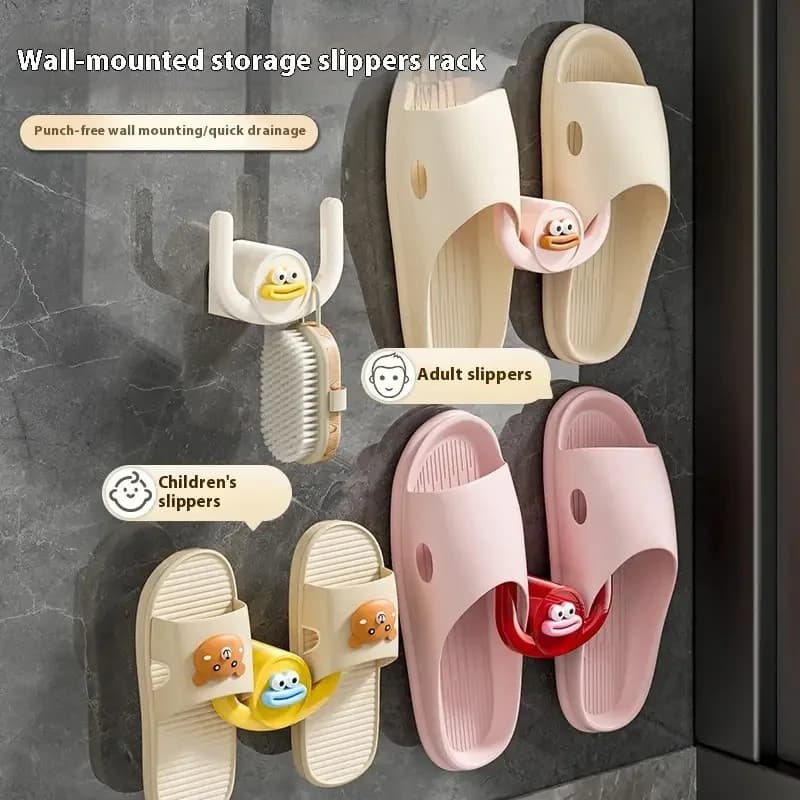 Cartoon Slipper Hook Bathroom Slipper Rack Wall Mount Drainage Shoe Holder Shower Storage Organizer for Bathroom Bedroom