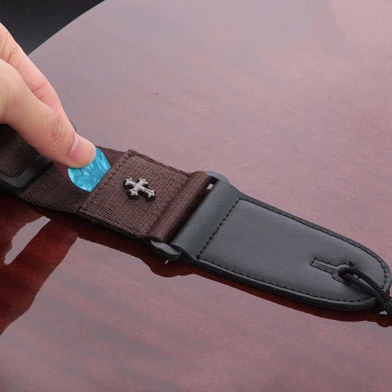 Tracolla per Chitarra Acustica Elettrica Vintage con Tasca Porta Plettri, Accessori per Chitarra