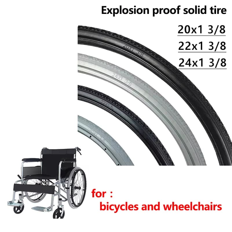 Pneumatico solido antideflagrante 20 22 24 pollici 22X1 3/8 20X1 3/8 24X1 3/8 per biciclette, sostituzione manuale della ruota posteriore della sedia a rotelle