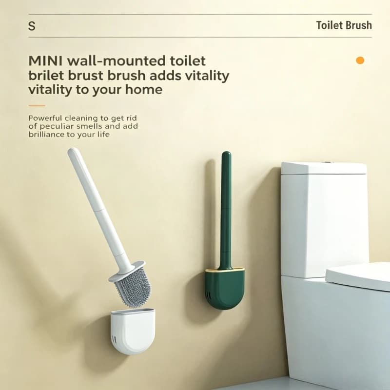 Spazzola per WC in Silicone con Manico Lungo, Flessibile e ad Asciugatura Rapida, Accessorio Ecologico per la Pulizia del Bagno