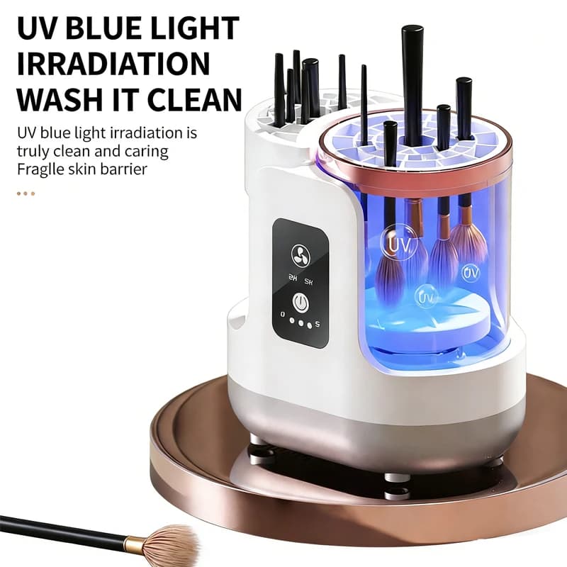 Macchina per la pulizia dei pennelli da trucco 3 in 1 USB, automatica, ad asciugatura rapida, portatile, per la pulizia e l'asciugatura dei pennelli cosmetici.