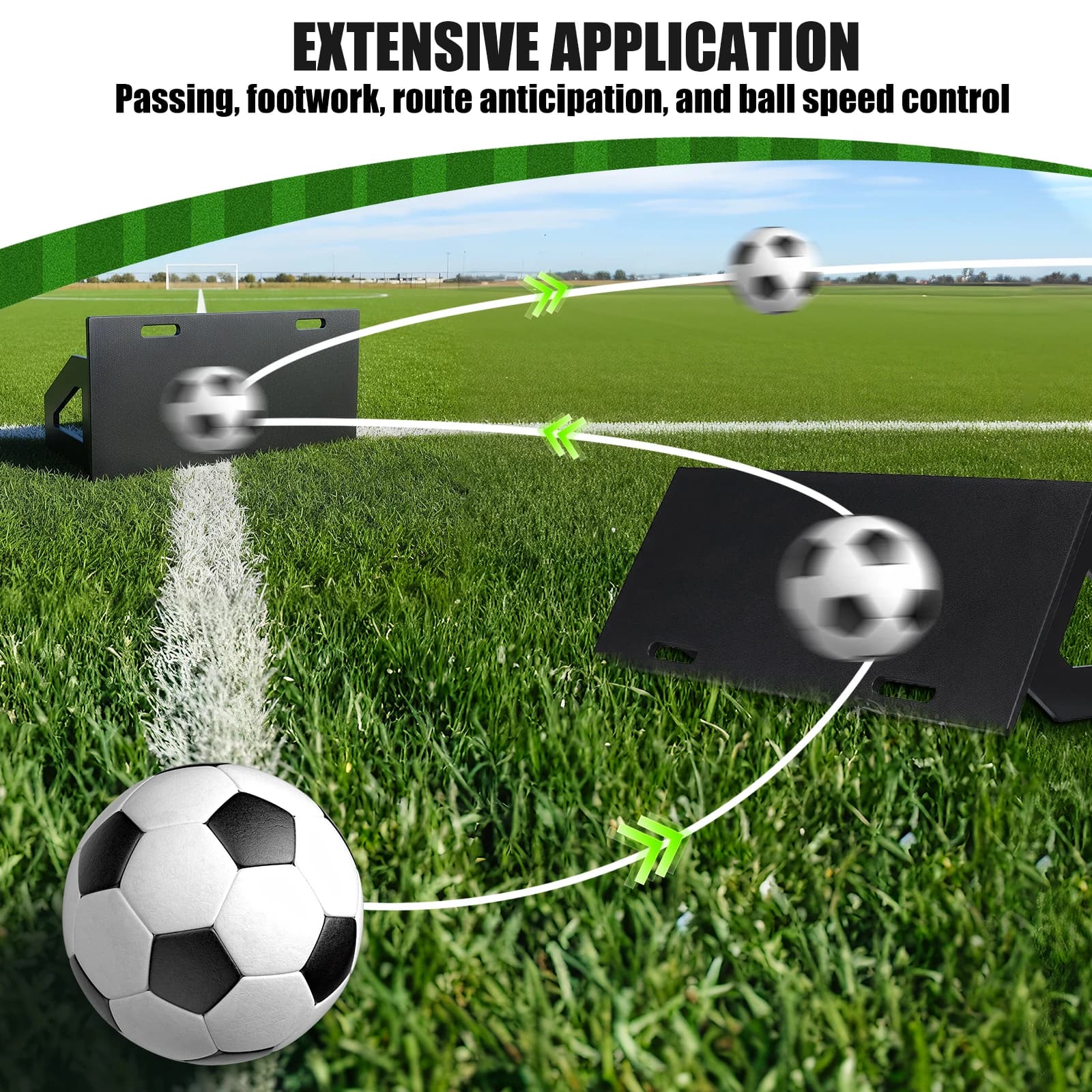 Tavola Rimbalzante Portatile per Calcio 100x40cm Pieghevole in HDPE, Trainer Kickback con Angoli Regolabili per Allenamento di Passaggi e Controllo