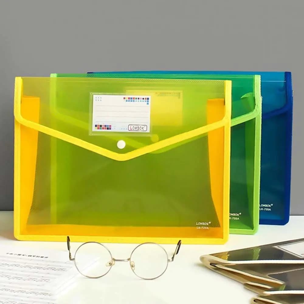 Busta Portadocumenti in PVC per Scuola e Ufficio, Organizer per Documenti, Borsa Portaoggetti in Carta