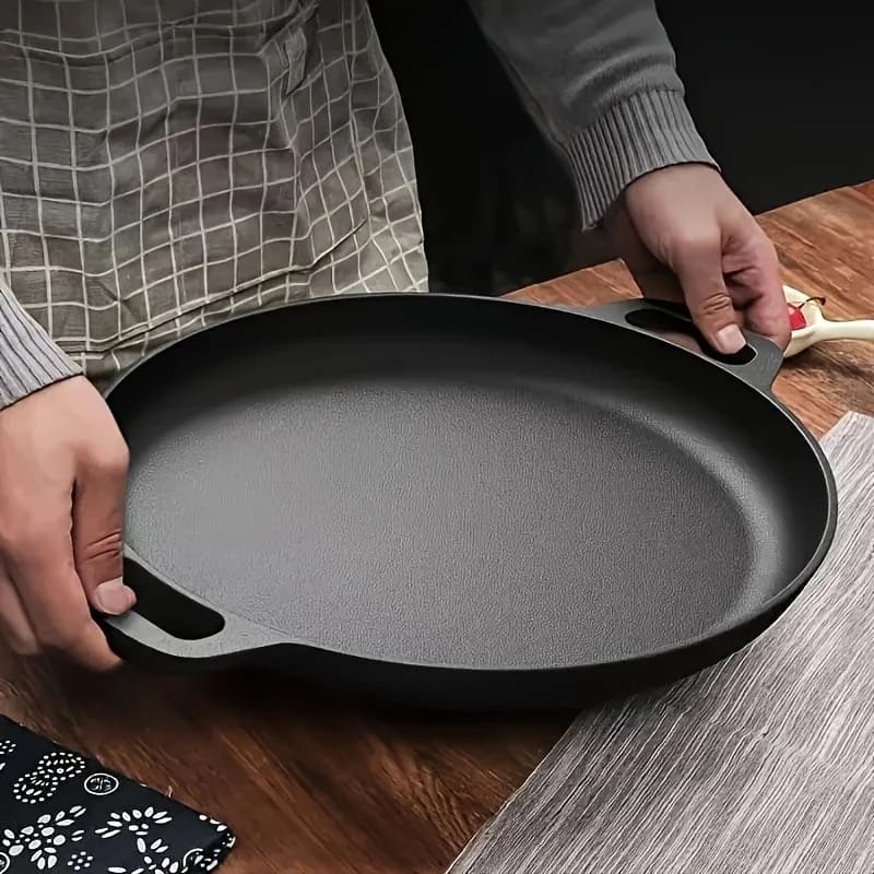 8.7/9.8/11/11.8inch Cast Iron Pre-Seasoned Skillet Frying Pan for Bread Baking Outdoor Cooking Camping