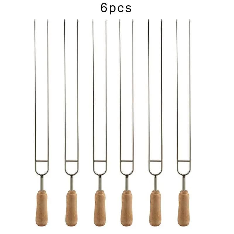 D2 3/6Pcs Stainless Steel U-Shaped Barbecue Grill Brazing Fork Needle BBQ Grilling Skewers Grill Stand Charcoal Grill Accesories