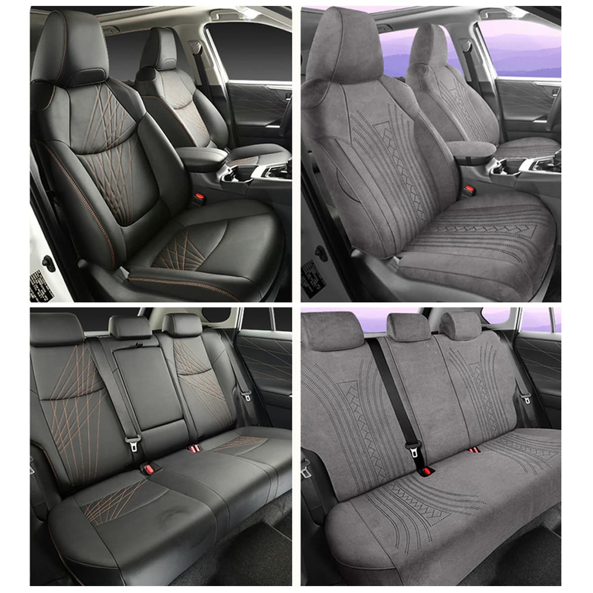 NEW Custom Fit Car Seat Covers For Toyota RAV4 2026 Suede Seat Cushion Stain-Resistant Breathable Interior Accessory Full Set