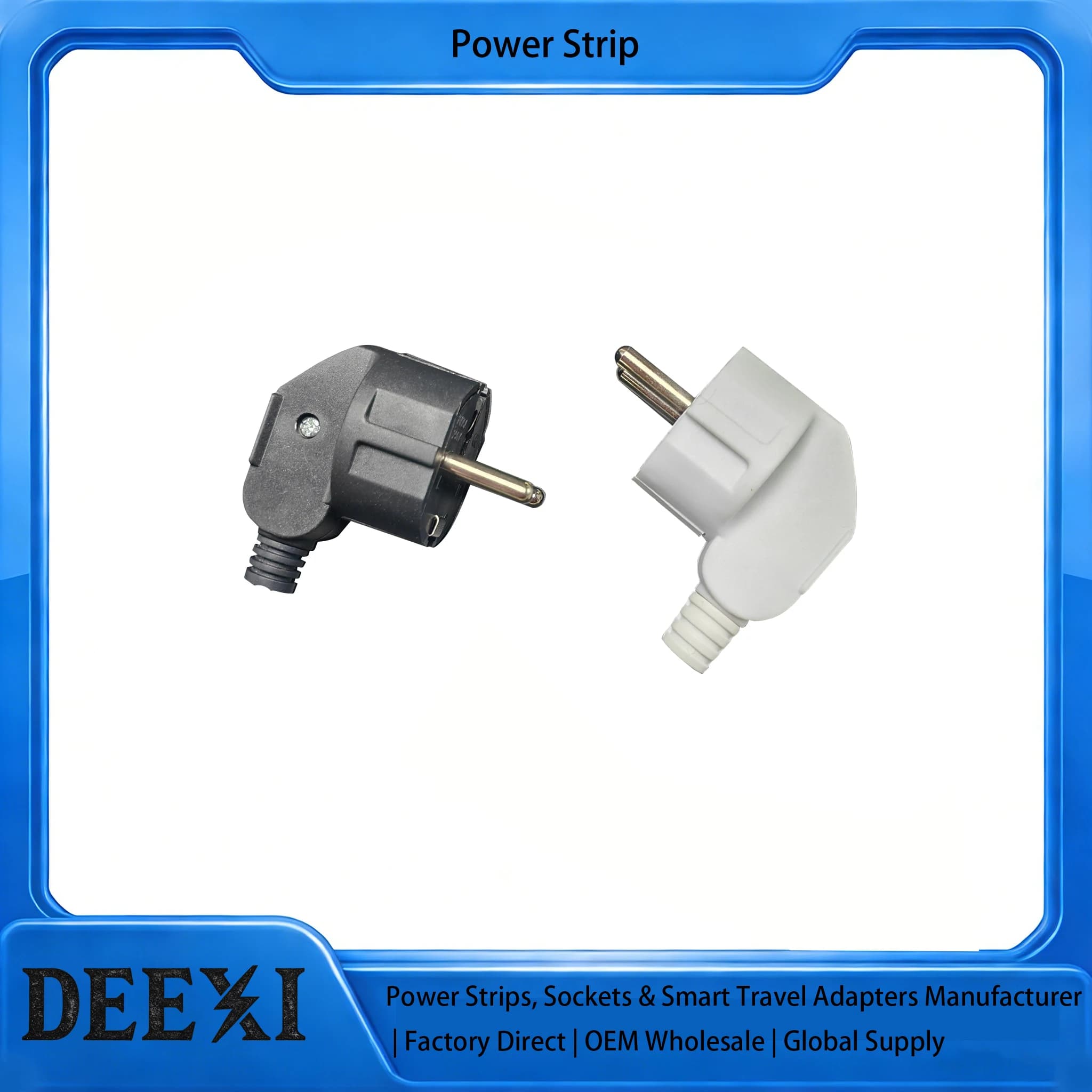 3 4.8 mm EU Schuko connectors, replaceable and readable 250 V 16 A IP44 for power extension cable