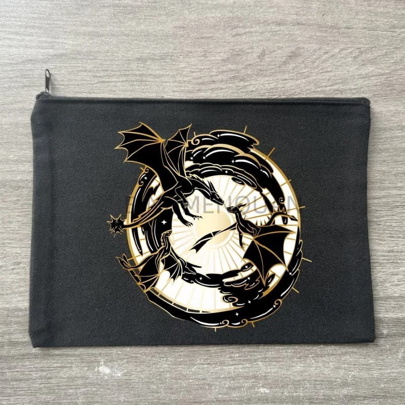Borsa per il Trucco Fashion Dragon War di Fourth Wing Basgiath, Borsa da Viaggio in Tela con Stampa Lettere, Portafoglio Zero per Vacanze