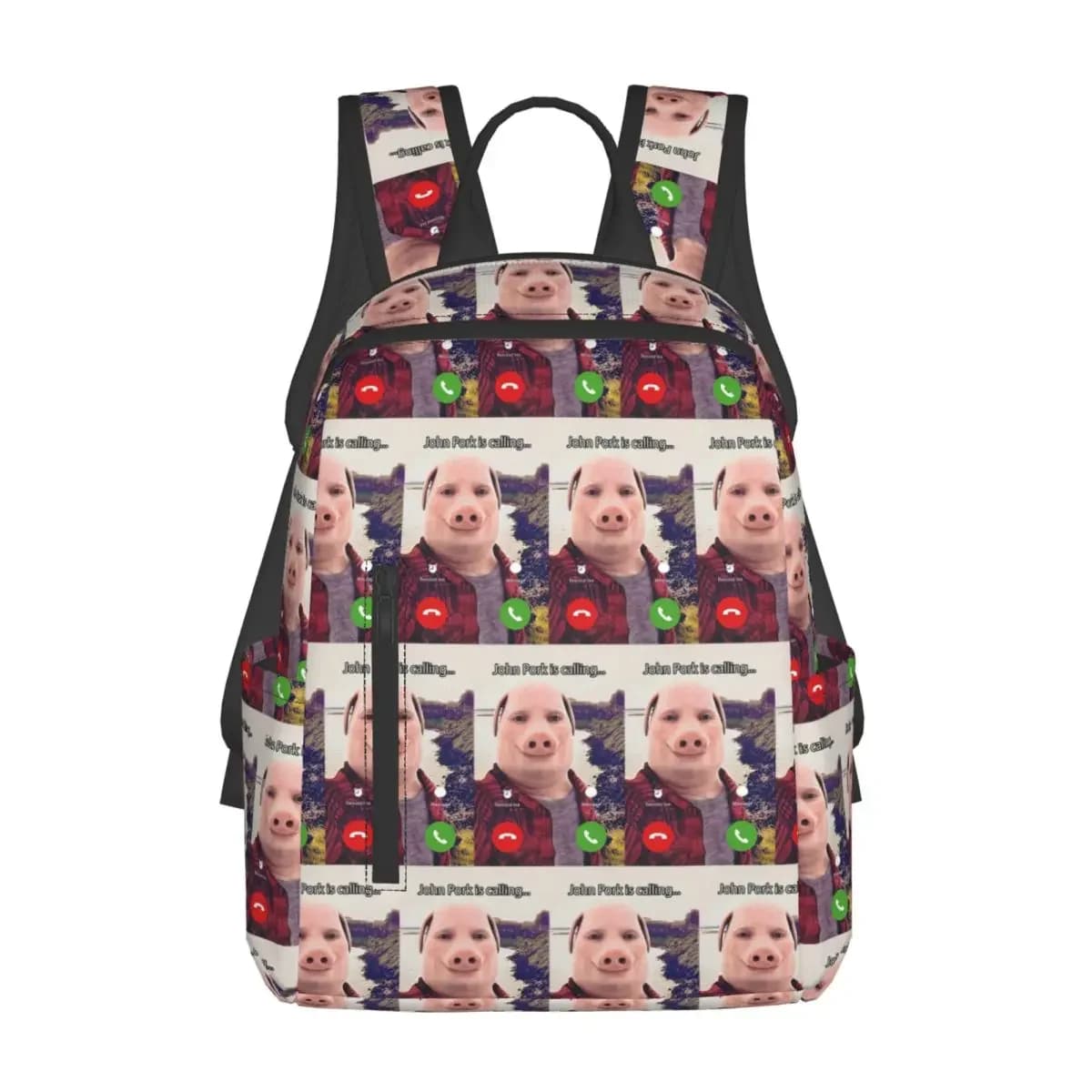 John Pork Is Calling Answer Call Phone Backpack Large Capacity Children BookBag School Bag Shoulder Bags for Men Women