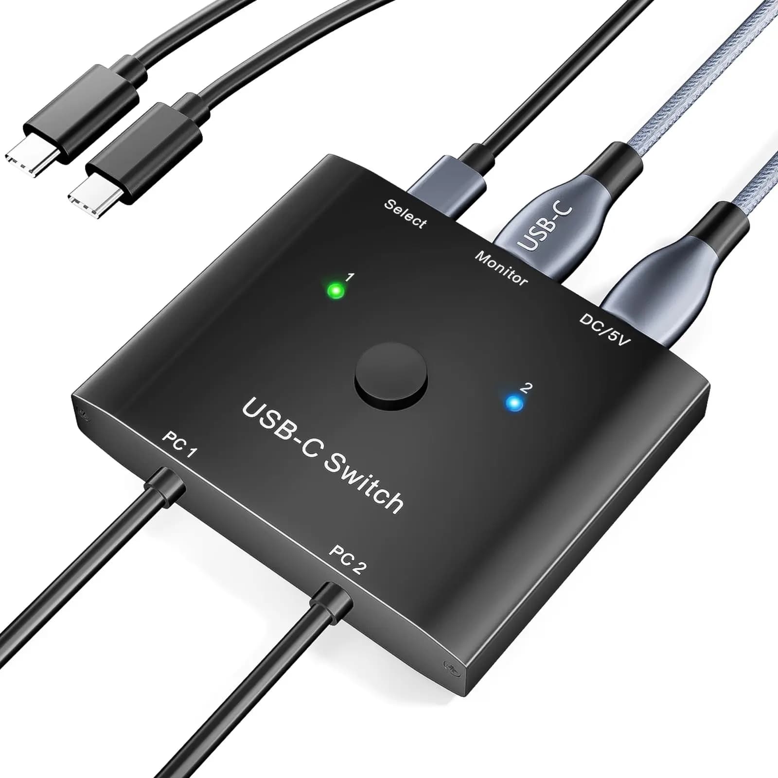 Switcher USB C 2 computer, switch KVM USB tipo C bidirezionale KCEVE 8K@60Hz 4K@120Hz Video/trasferimento dati 10 Gbps/ricarica 100 W