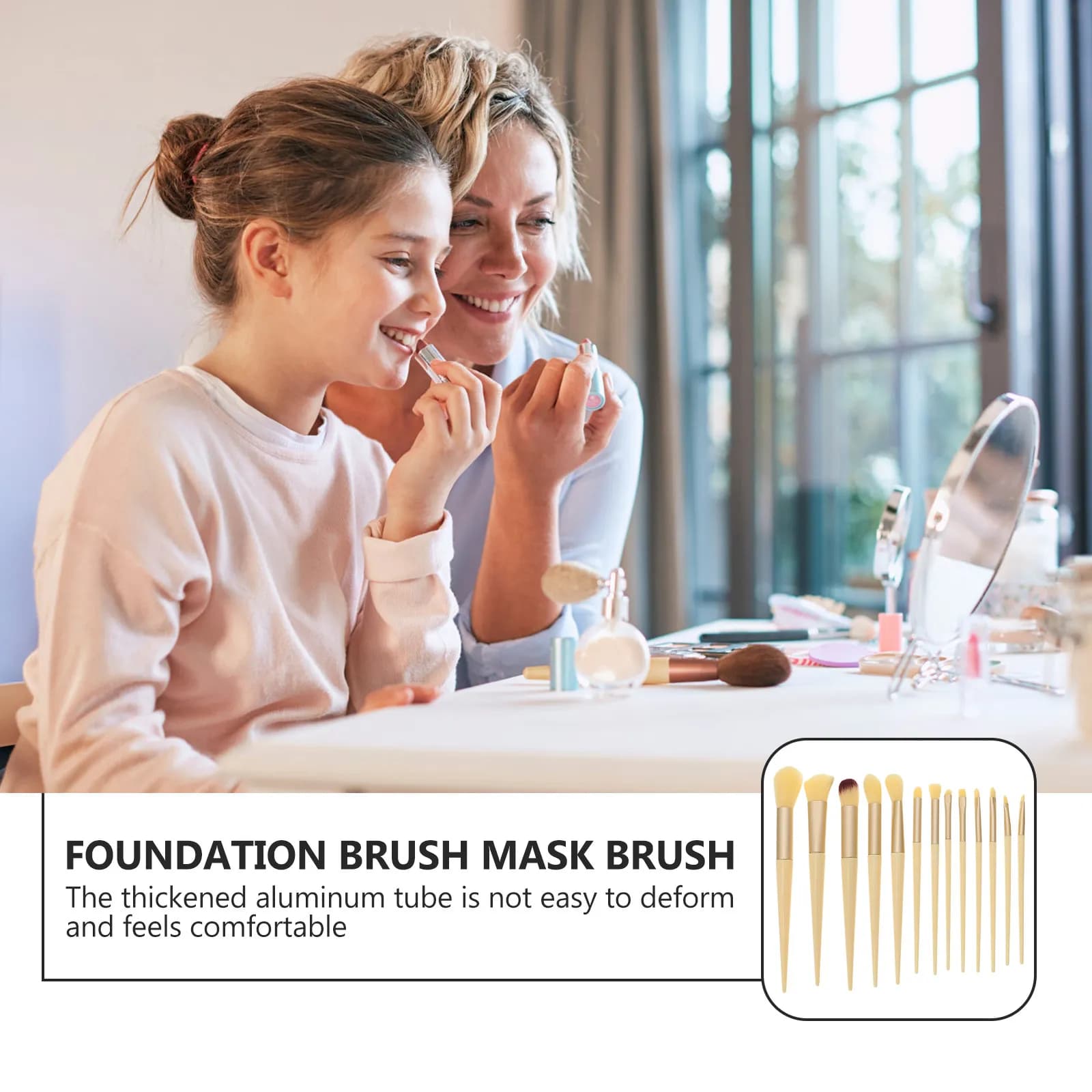 Set of Portable Makeup Brushes with Morbid Artificial Fiber Sets, Including Storage Bag, Face Makeup Brush Kit and Women's Umbrella