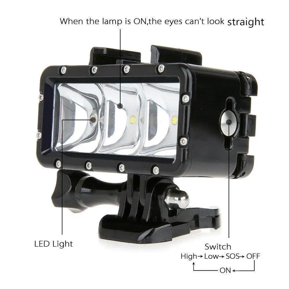 Luce LED Subacquea Impermeabile per Immersioni Notturne Compatibile con GoPro Hero 13 12 11 10 9 Insta360 SJCAM AKASO DJI Osmo Action 6 5 4
