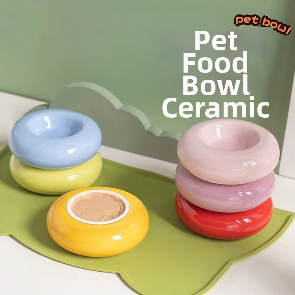 Ciotola in Ceramica per Cibo e Acqua per Gatti, Antivomito, Stabile, Multifunzione, Antiscivolo, Contenitore per Acqua e Cibo per Animali Domestici