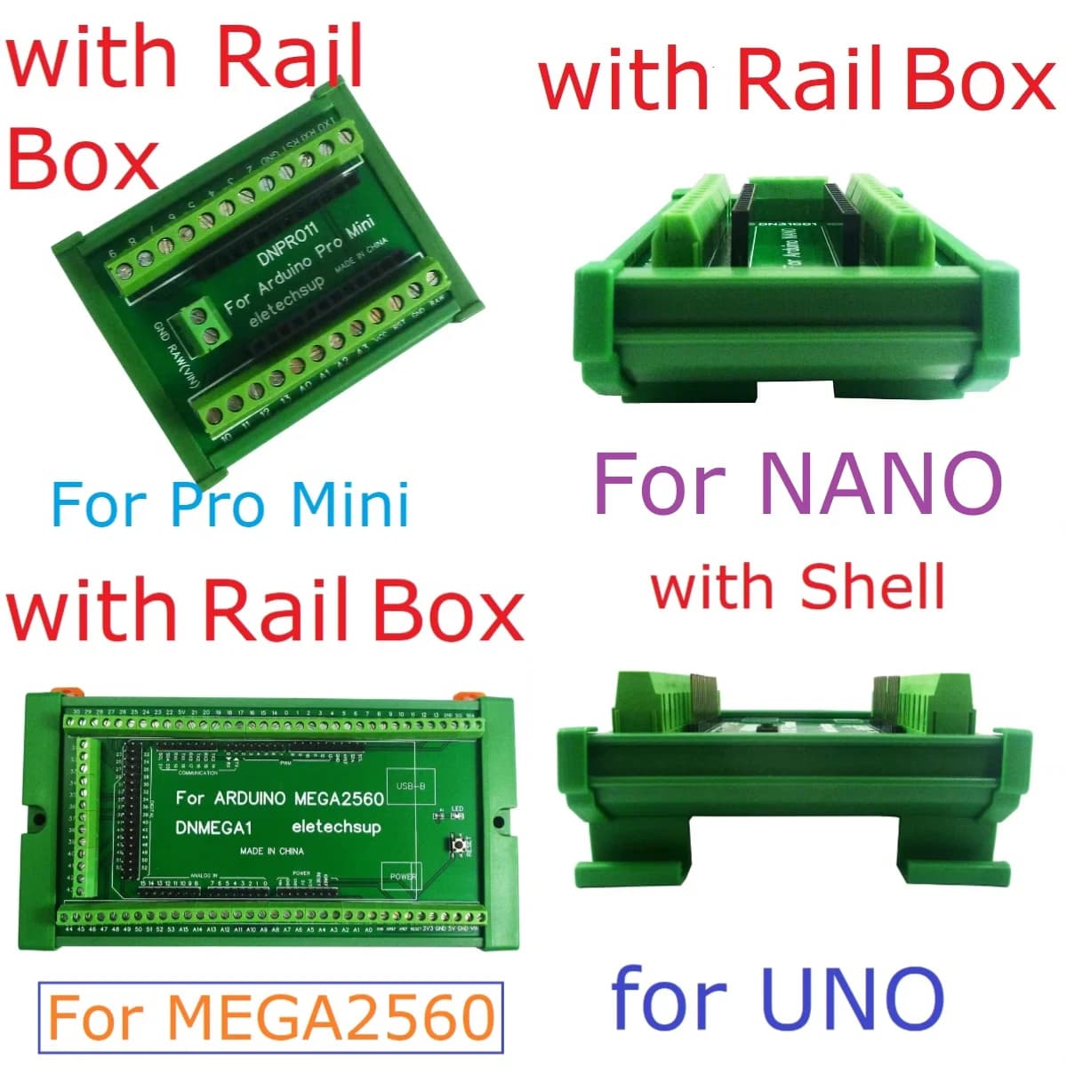 Modulo adattatore morsettiera a vite per montaggio su guida DIN per Mini scheda Arduino UNO/MEGA2560/NANO/Pro