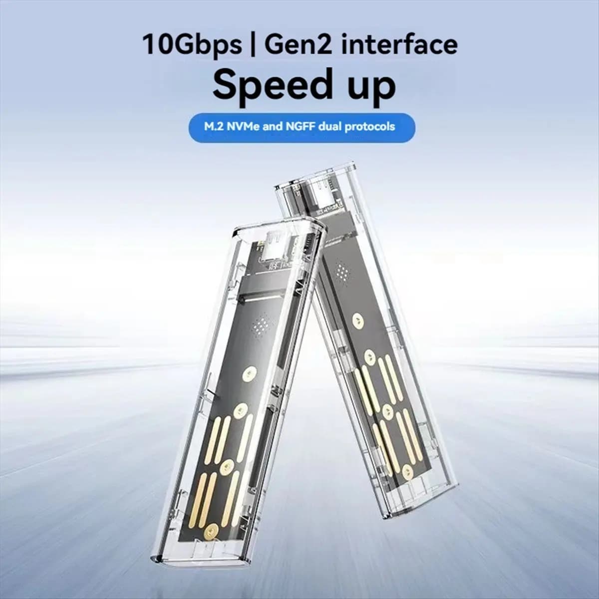 HDL M2 SSD Enclosure M.2 NVMe+NGFF Dual Protocol SSD Enclosure USB 3.2 Gen2 10Gbps Transparent External Drive Case for PC A