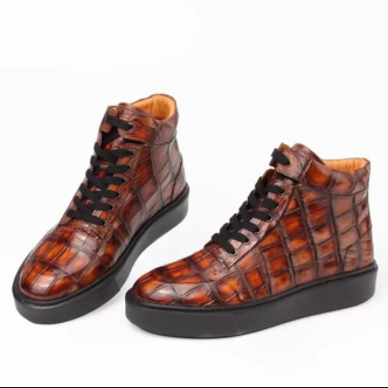 Stivali da uomo in pelle di coccodrillo, scarpe sportive, scarpe da cerimonia colorate, scarpe per il tempo libero