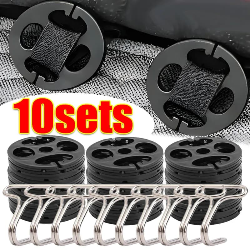 Car Seat Covers with Prugna Shaped Metal Hooks, Plastic Covers with Suction cups, Metal Hooks, Block Clips, Fixing Buckles for Seats
