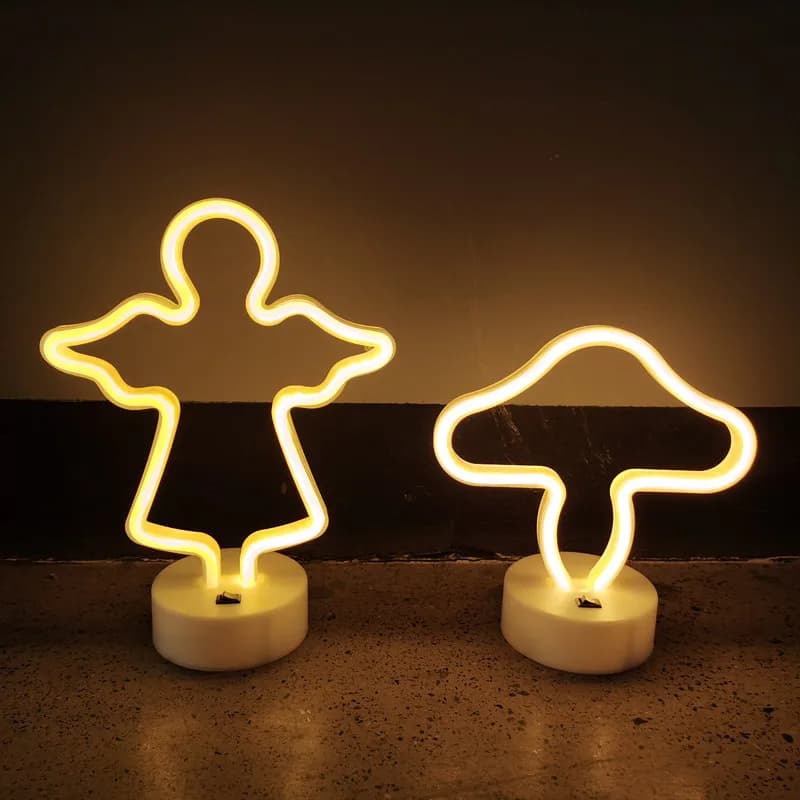 Insegna al neon alimentata a batteria/USB Luce decorativa a fungo con angolo di luce a LED per camera da letto Tavolo da interno Luce notturna Camera 03
