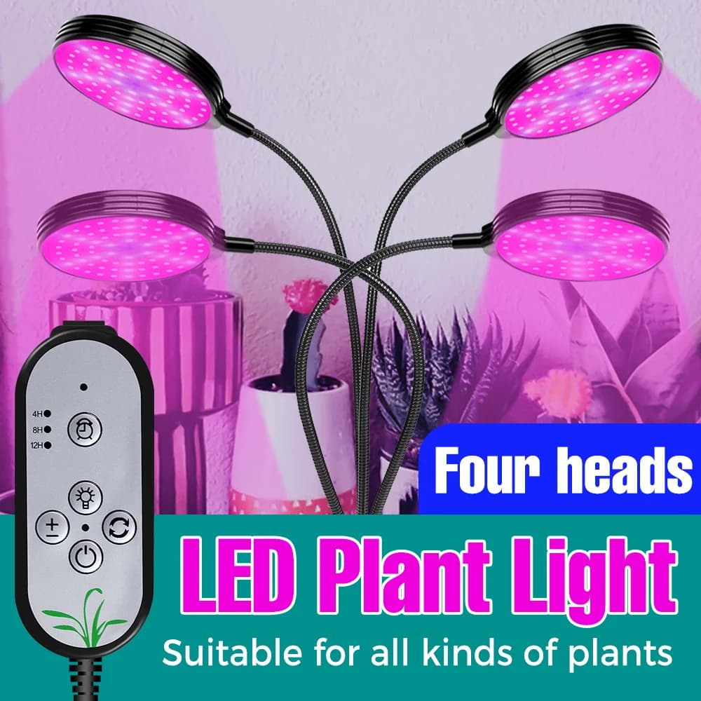 Lampada LED per Coltivazione Piante 5V, Spettro Completo, per Interni, Vasi, Fiori, Semina, Verdure, Dimmerabile con Timer e Accensione/Spegnimento Automatico